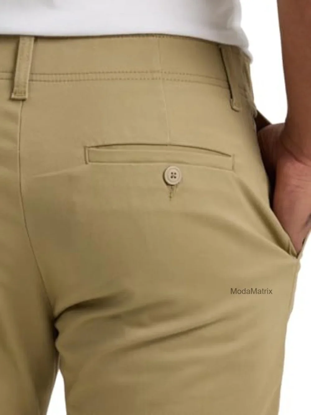 Men's Slim Fit Straight Leg Stretch Khaki Pants with Flex Waistband - Picture 4 of 5